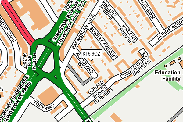 KT5 9QZ map - OS OpenMap – Local (Ordnance Survey)