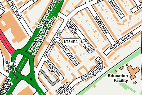 KT5 9RA map - OS OpenMap – Local (Ordnance Survey)