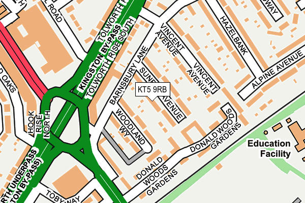 KT5 9RB map - OS OpenMap – Local (Ordnance Survey)