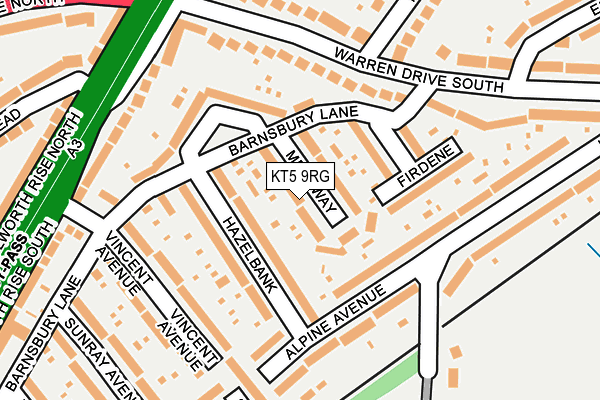 KT5 9RG map - OS OpenMap – Local (Ordnance Survey)