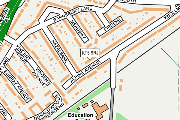 KT5 9RJ map - OS OpenMap – Local (Ordnance Survey)