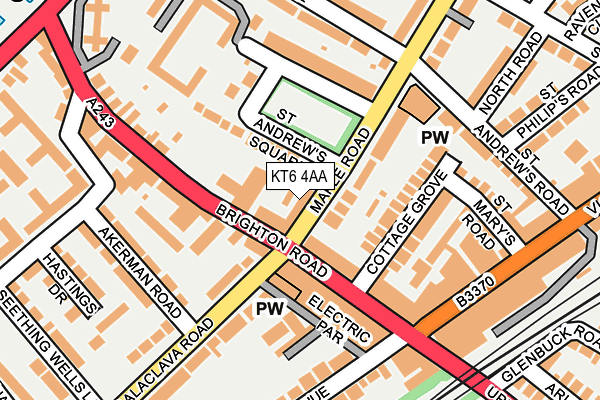 KT6 4AA map - OS OpenMap – Local (Ordnance Survey)