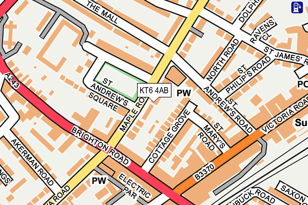 KT6 4AB map - OS OpenMap – Local (Ordnance Survey)