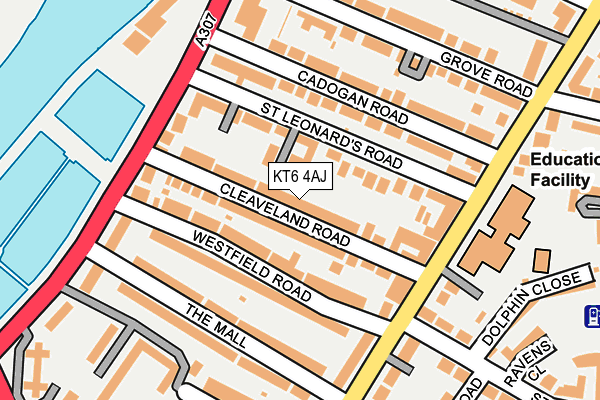 KT6 4AJ map - OS OpenMap – Local (Ordnance Survey)