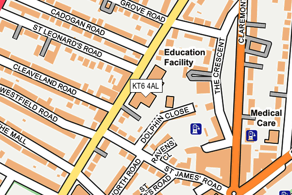 KT6 4AL map - OS OpenMap – Local (Ordnance Survey)