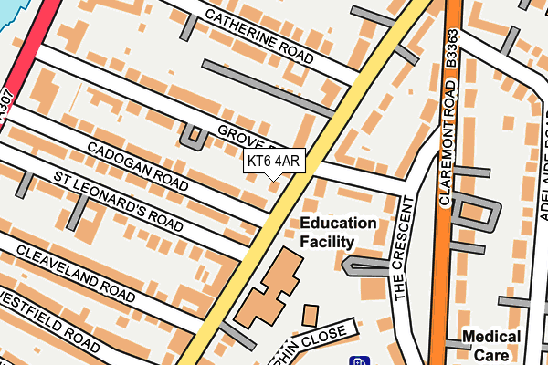 KT6 4AR map - OS OpenMap – Local (Ordnance Survey)