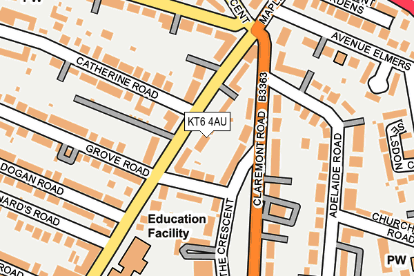 KT6 4AU map - OS OpenMap – Local (Ordnance Survey)