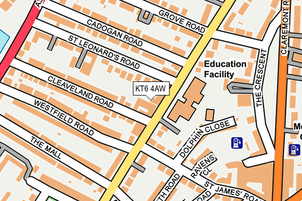 KT6 4AW map - OS OpenMap – Local (Ordnance Survey)