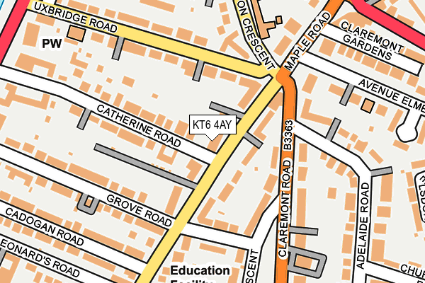 KT6 4AY map - OS OpenMap – Local (Ordnance Survey)