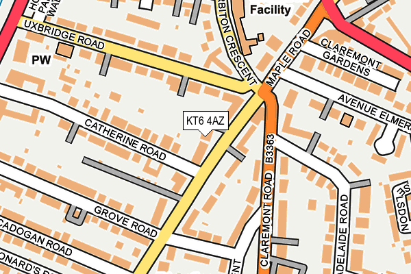KT6 4AZ map - OS OpenMap – Local (Ordnance Survey)