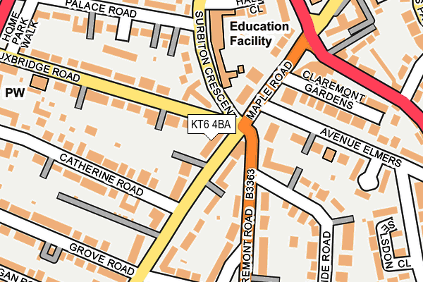 KT6 4BA map - OS OpenMap – Local (Ordnance Survey)