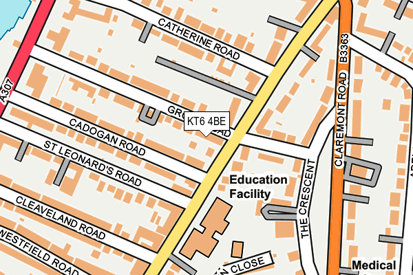 KT6 4BE map - OS OpenMap – Local (Ordnance Survey)