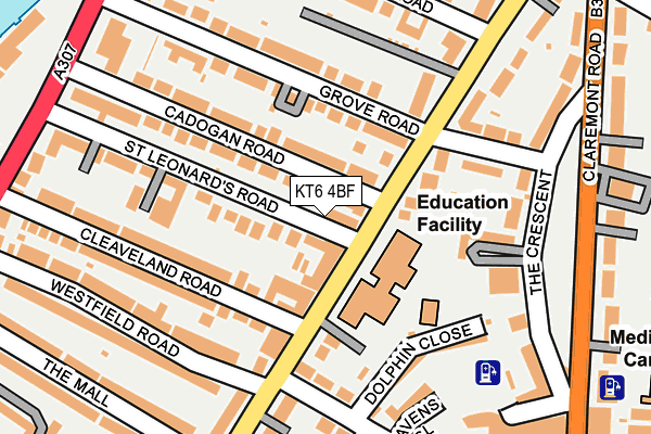 KT6 4BF map - OS OpenMap – Local (Ordnance Survey)
