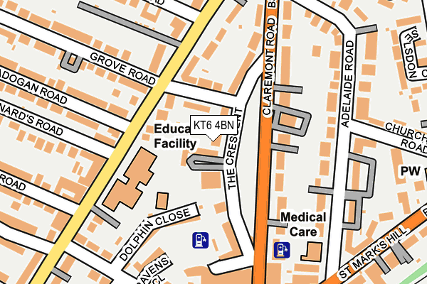 KT6 4BN map - OS OpenMap – Local (Ordnance Survey)