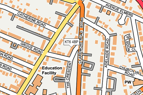 KT6 4BP map - OS OpenMap – Local (Ordnance Survey)