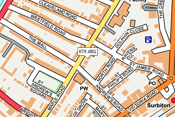 KT6 4BQ map - OS OpenMap – Local (Ordnance Survey)