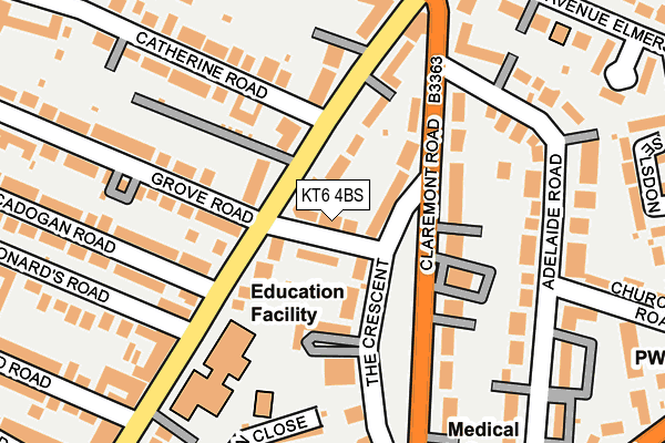 KT6 4BS map - OS OpenMap – Local (Ordnance Survey)