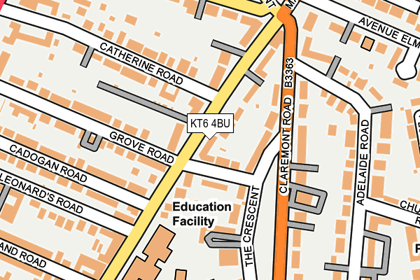 KT6 4BU map - OS OpenMap – Local (Ordnance Survey)