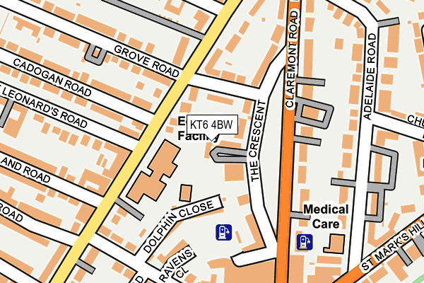 KT6 4BW map - OS OpenMap – Local (Ordnance Survey)