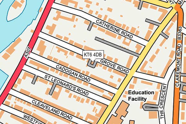 KT6 4DB map - OS OpenMap – Local (Ordnance Survey)