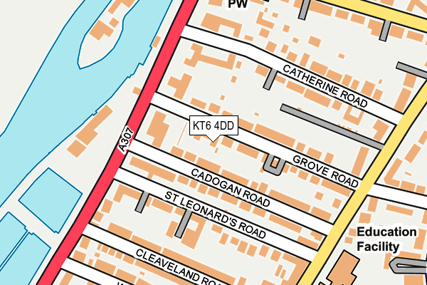 KT6 4DD map - OS OpenMap – Local (Ordnance Survey)