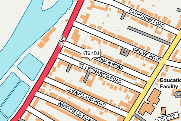 KT6 4DJ map - OS OpenMap – Local (Ordnance Survey)