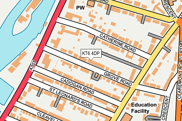 KT6 4DP map - OS OpenMap – Local (Ordnance Survey)