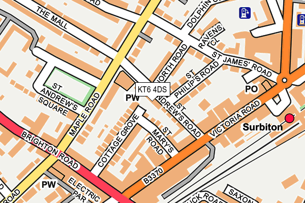 KT6 4DS map - OS OpenMap – Local (Ordnance Survey)