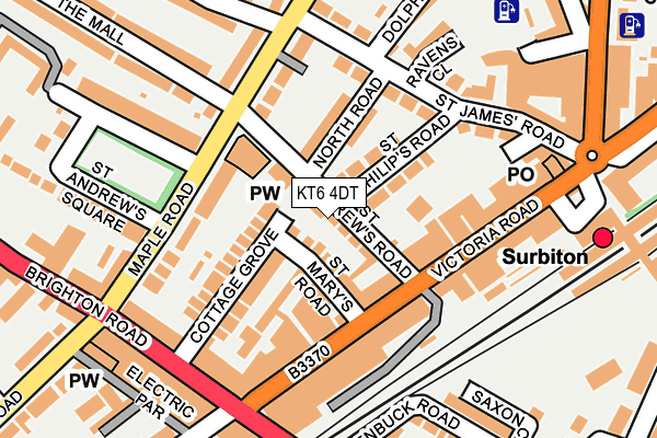 KT6 4DT map - OS OpenMap – Local (Ordnance Survey)