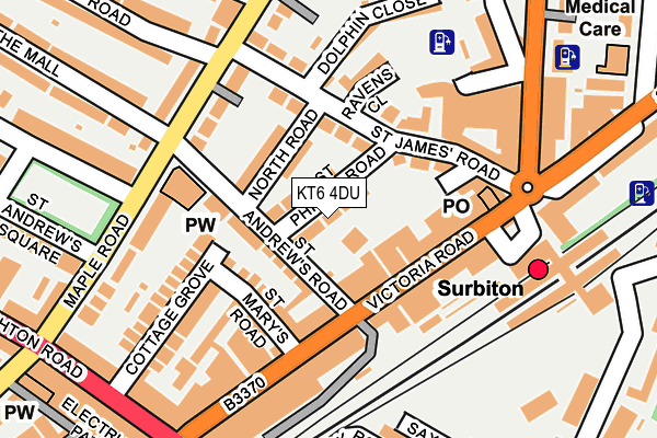 KT6 4DU map - OS OpenMap – Local (Ordnance Survey)