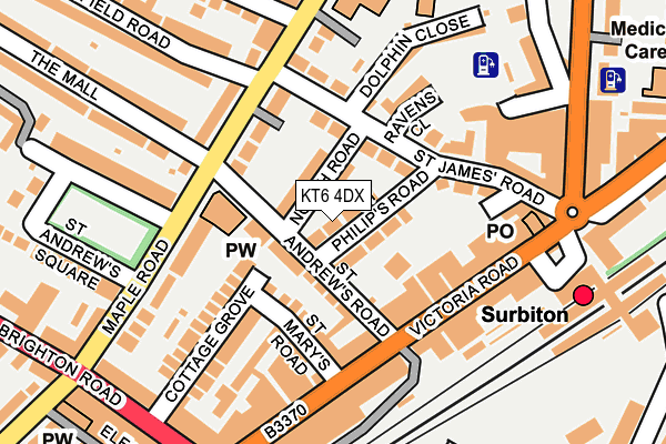 KT6 4DX map - OS OpenMap – Local (Ordnance Survey)