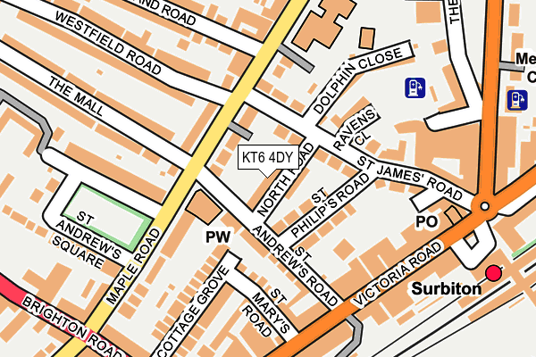 KT6 4DY map - OS OpenMap – Local (Ordnance Survey)
