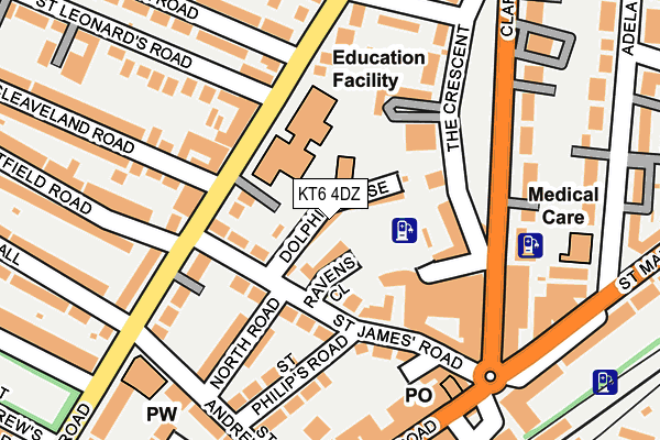 KT6 4DZ map - OS OpenMap – Local (Ordnance Survey)