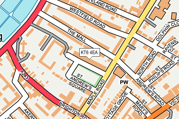 KT6 4EA map - OS OpenMap – Local (Ordnance Survey)