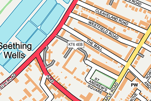 KT6 4EB map - OS OpenMap – Local (Ordnance Survey)