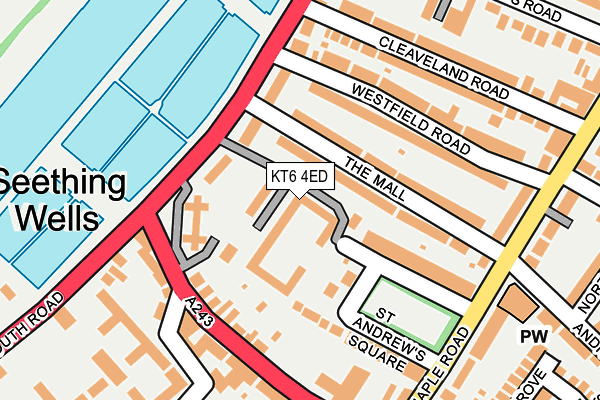KT6 4ED map - OS OpenMap – Local (Ordnance Survey)