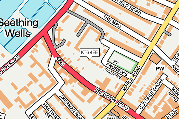 KT6 4EE map - OS OpenMap – Local (Ordnance Survey)
