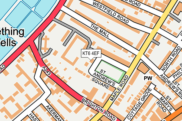 KT6 4EF map - OS OpenMap – Local (Ordnance Survey)