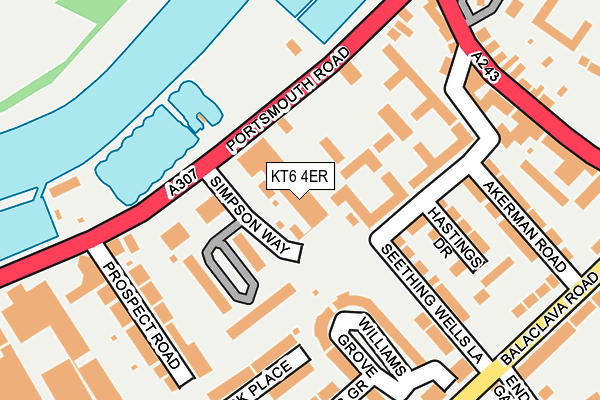 KT6 4ER map - OS OpenMap – Local (Ordnance Survey)