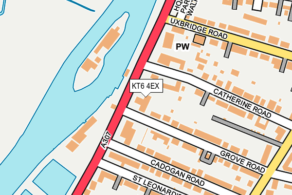 KT6 4EX map - OS OpenMap – Local (Ordnance Survey)