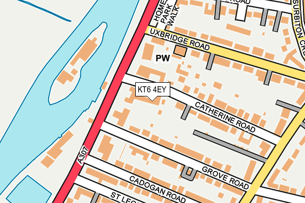 KT6 4EY map - OS OpenMap – Local (Ordnance Survey)