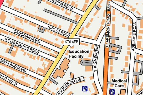 KT6 4FB map - OS OpenMap – Local (Ordnance Survey)