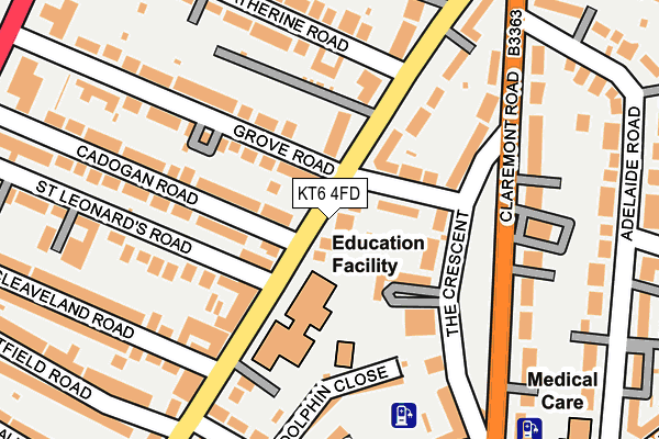 KT6 4FD map - OS OpenMap – Local (Ordnance Survey)