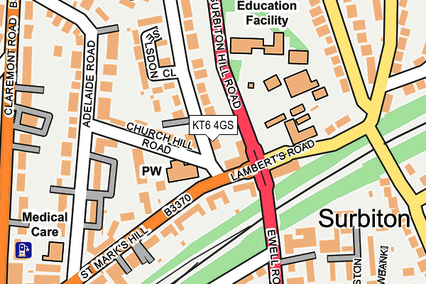 KT6 4GS map - OS OpenMap – Local (Ordnance Survey)