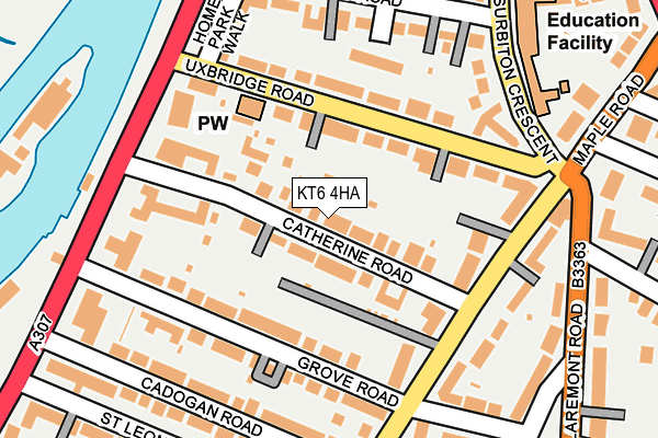 KT6 4HA map - OS OpenMap – Local (Ordnance Survey)