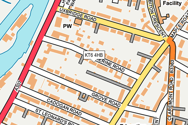 KT6 4HB map - OS OpenMap – Local (Ordnance Survey)