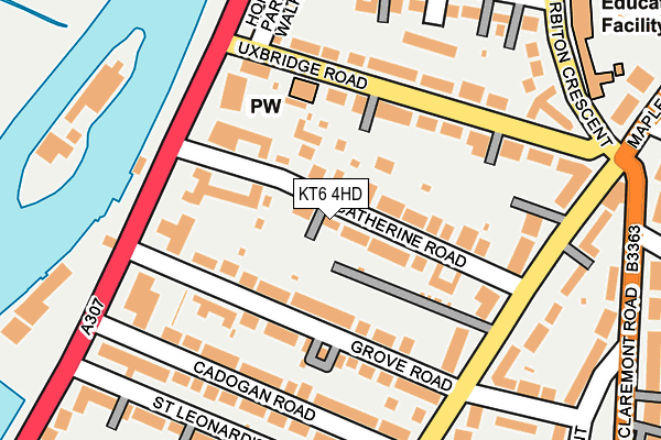 KT6 4HD map - OS OpenMap – Local (Ordnance Survey)