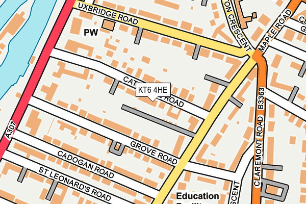 KT6 4HE map - OS OpenMap – Local (Ordnance Survey)