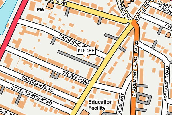 KT6 4HF map - OS OpenMap – Local (Ordnance Survey)