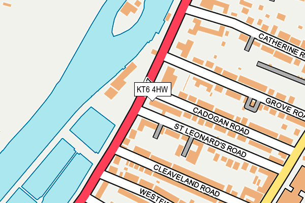 KT6 4HW map - OS OpenMap – Local (Ordnance Survey)